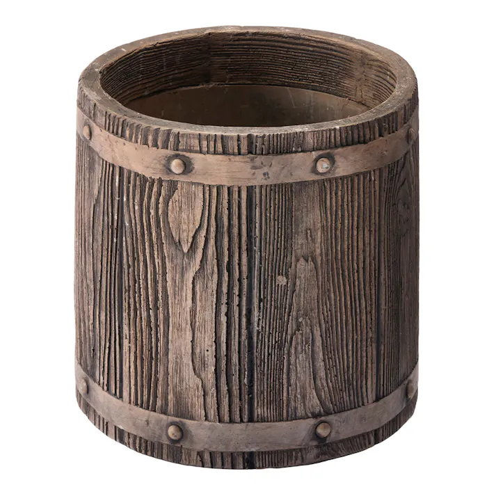 ファイバーセメント鉢 ウッド ライトブラウン M