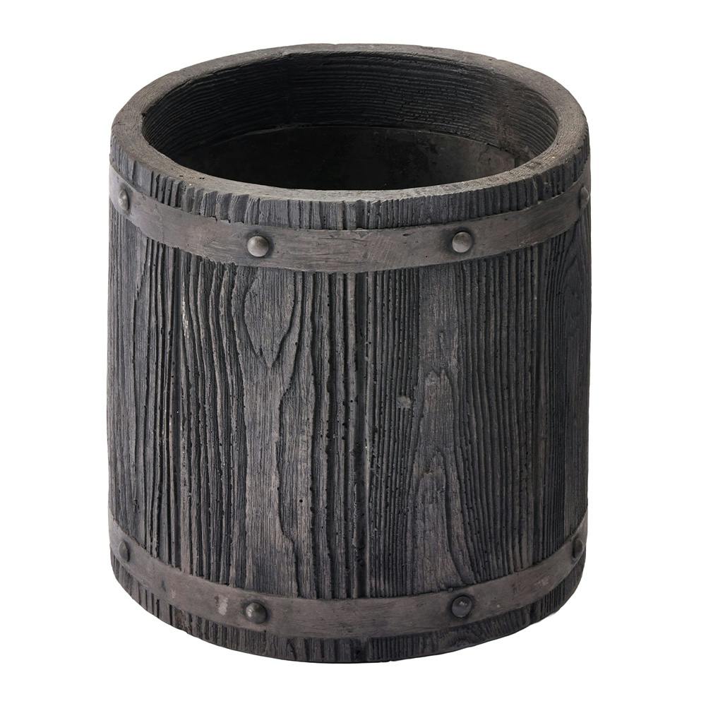 ファイバーセメント鉢 ウッド ダークブラウン M