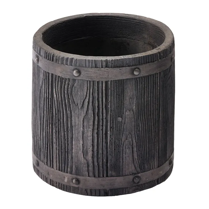 ファイバーセメント鉢 ウッド ダークブラウン M