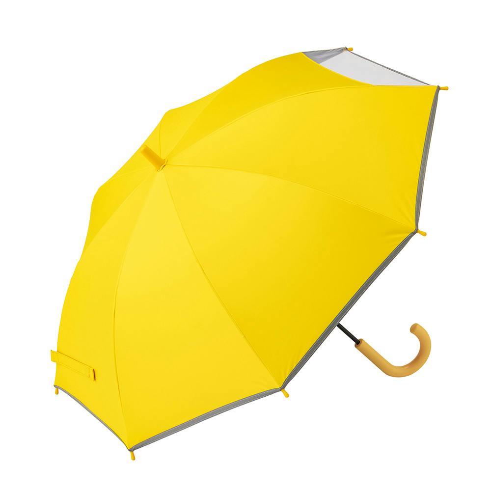 日差しも紫外線も雨も遮れる透明窓付き学童傘 イエロー 50cm