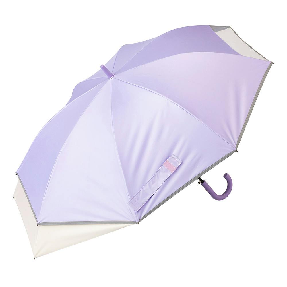 日傘としても使えるランドセルが濡れにくい学童傘 パープル×ベージュ 57cm