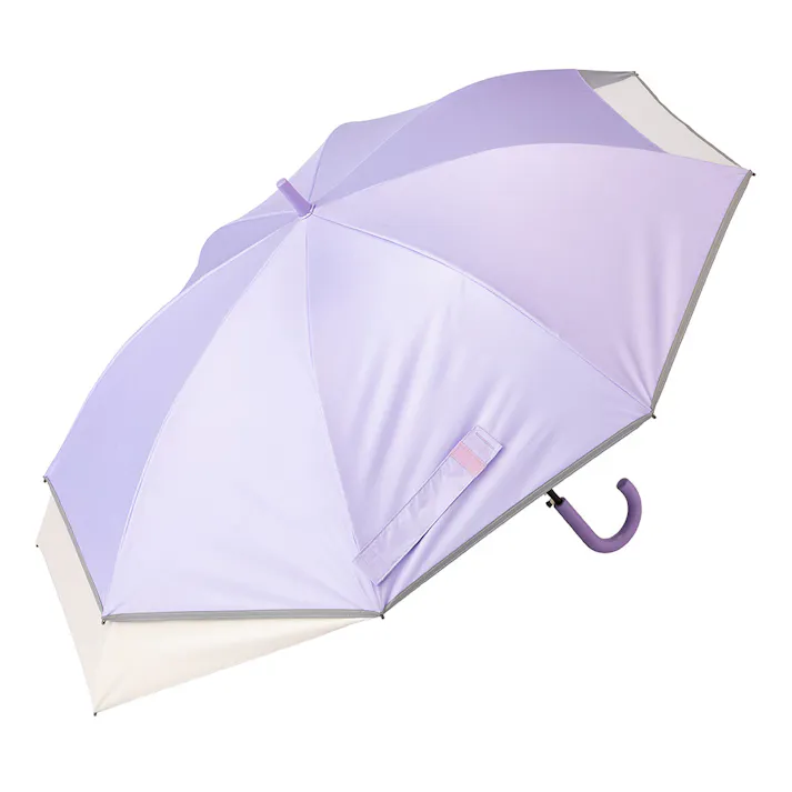 日傘としても使えるランドセルが濡れにくい学童傘 パープル×ベージュ 57cm
