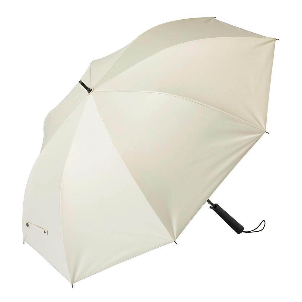 日差しも紫外線も雨も遮れるストレート手元長傘 オフホワイト 65cm