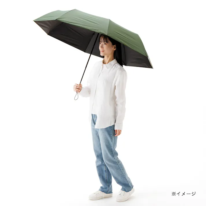 日差しも紫外線も雨も遮れる軽量折傘 68.5cm カーキ