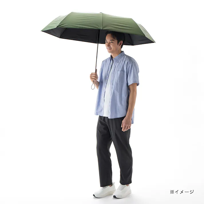 日差しも紫外線も雨も遮れる軽量折傘 68.5cm カーキ