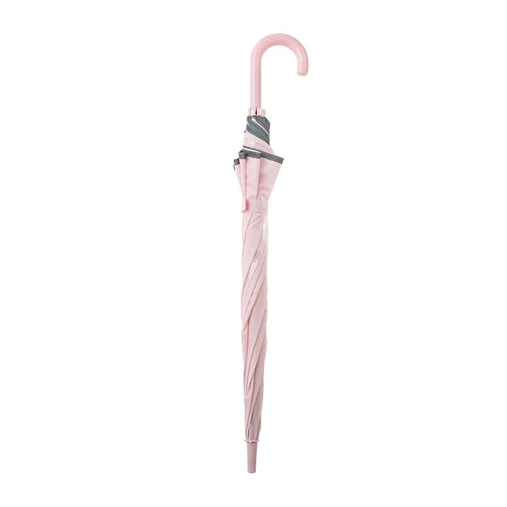 透明窓付きワンタッチ式学童傘 55cm ピンク