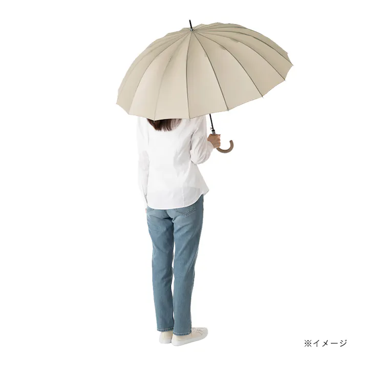 16本骨で折れにくいワンタッチ式傘 60cm ベージュ