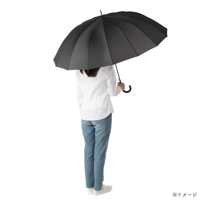 16本骨で折れにくいワンタッチ式傘 70cm ブラック