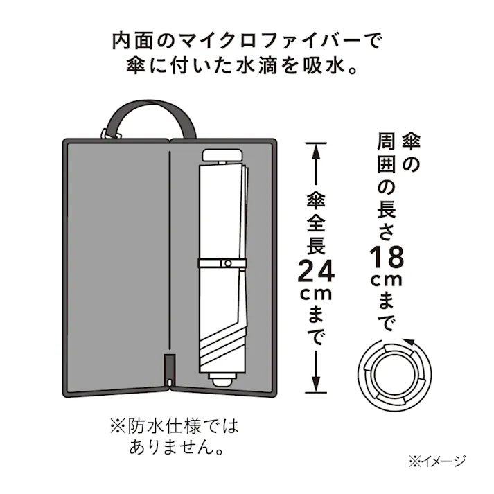 吸水マイクロファイバー付き 折りたたみ傘ポーチ ベージュ 29cm