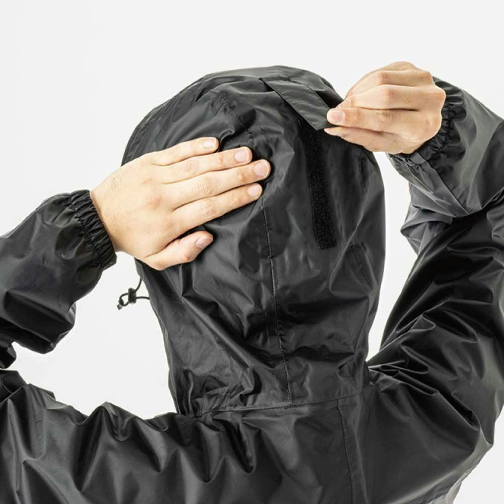 腕が上げやすいレインスーツ M ブラック×ネイビー | 作業着・作業服