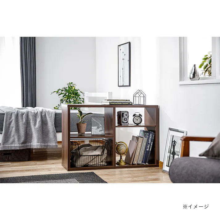 縦横使用できるオープンラック ブラウン SH49 幅90cm 奥行29cm 高さ60cm