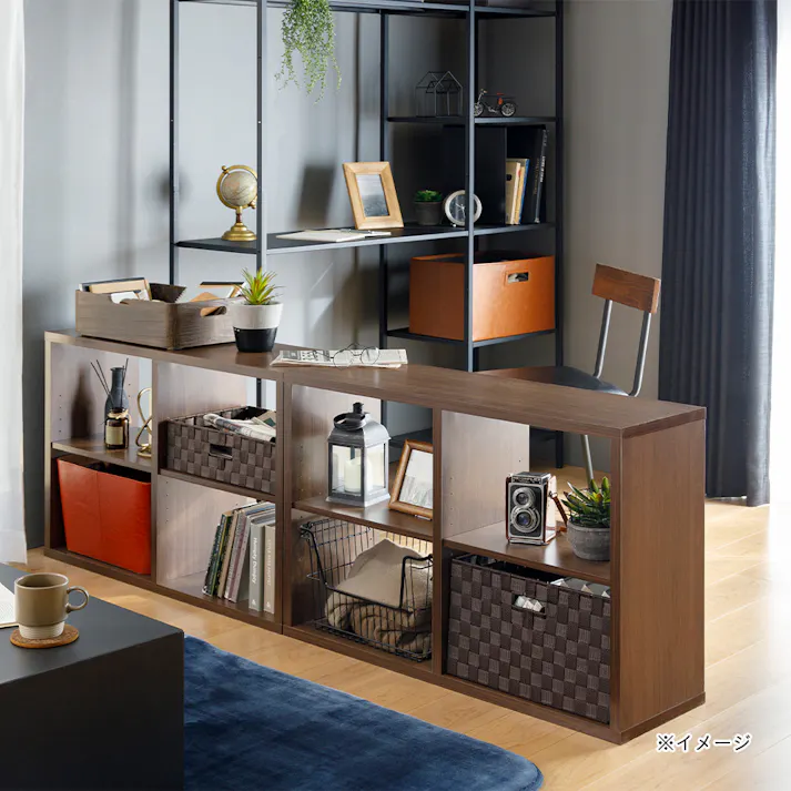 縦横使用できるオープンラック ブラウン SH49 幅90cm 奥行29cm 高さ60cm