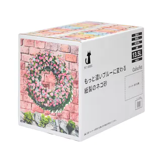 ブルーに変わるねこの紙砂 春デザインケース