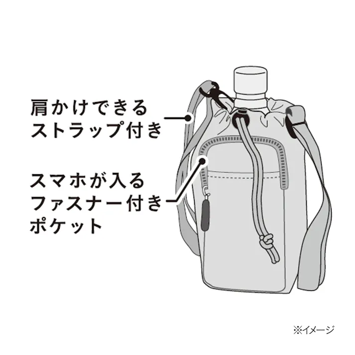 スマホが入るボトルカバー モカ 幅14.5cm 高さ21.5cm