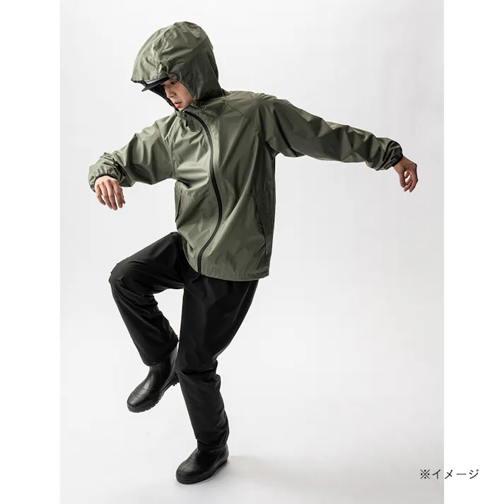 ムレにくいストレッチレインスーツ M カーキ