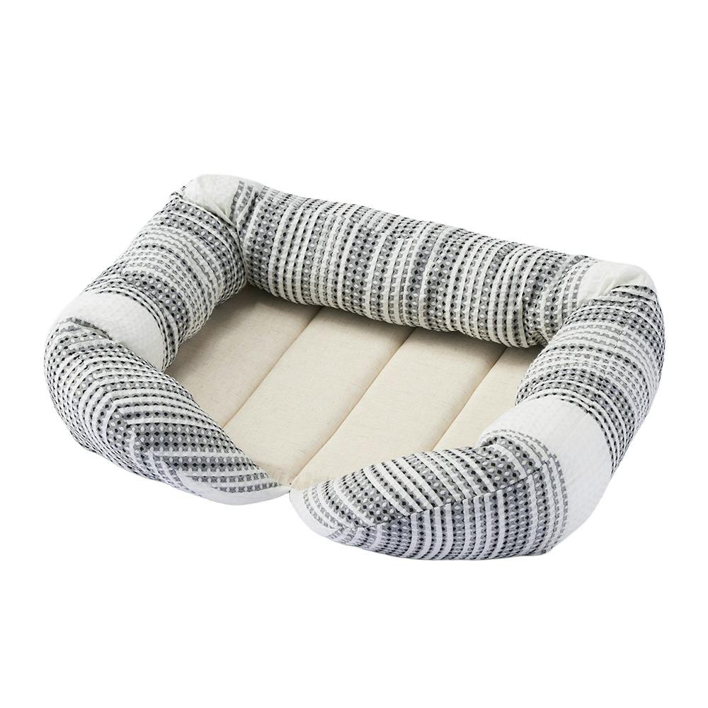 縁付きスクエアベッド Sサイズ Bambooワッフルストライプ