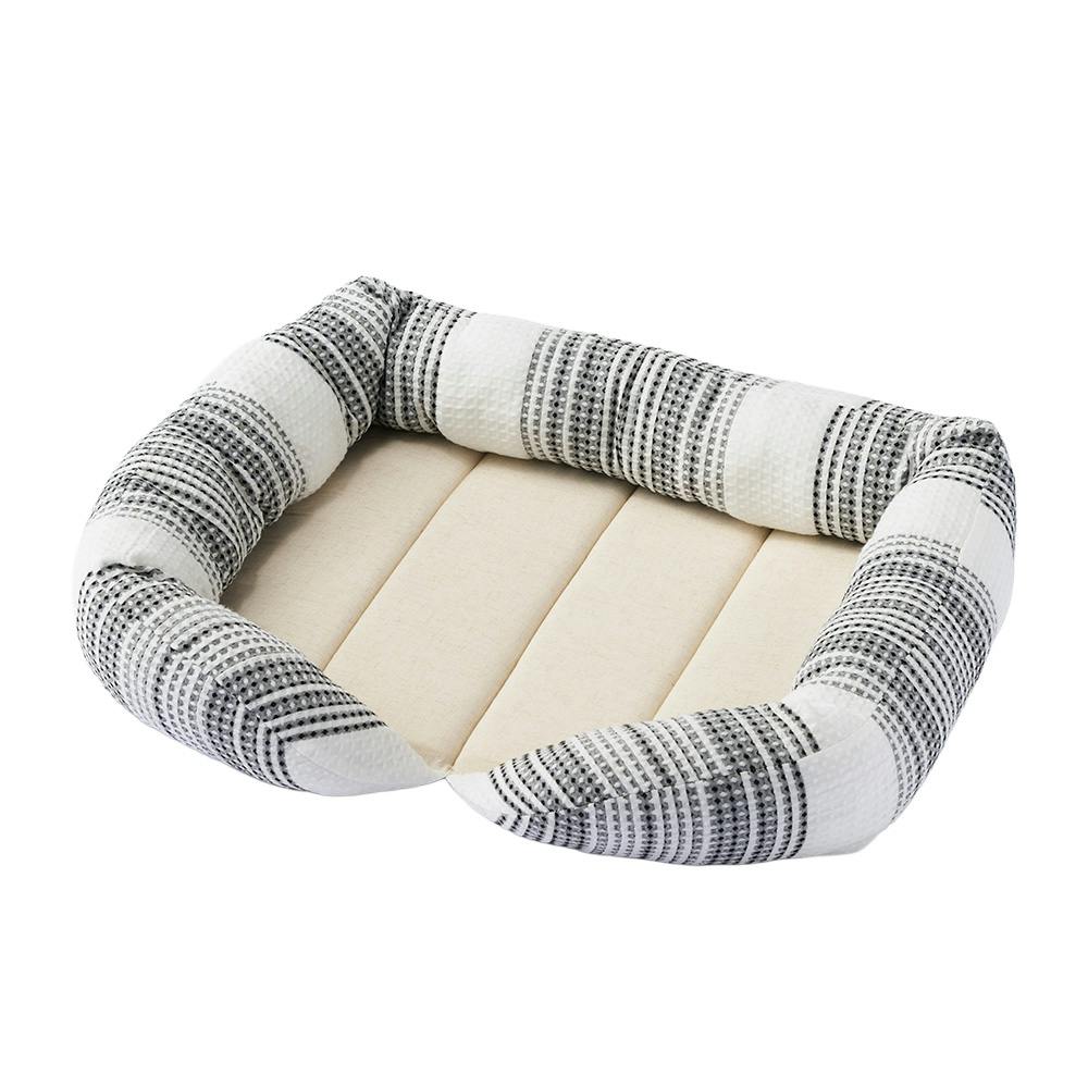 縁付きスクエアベッド Mサイズ Bambooワッフルストライプ