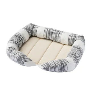 縁付きスクエアベッド Mサイズ Bambooワッフルストライプ