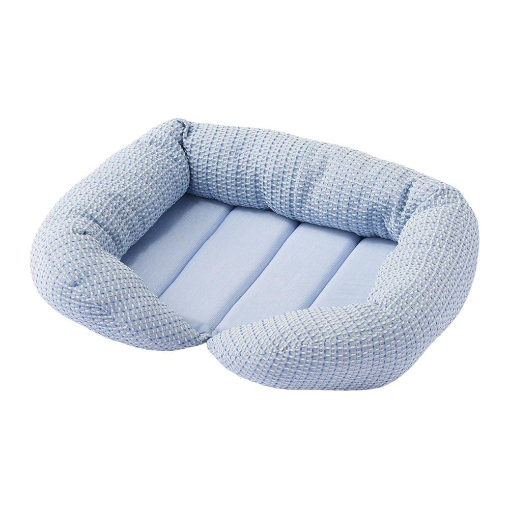 ひんやり縁付きスクエアベッド Sサイズ ライトブルー