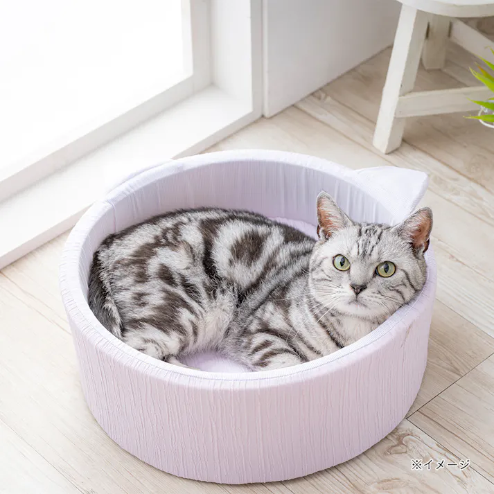 もっとひんやり猫丸型ベッド ジャンボ ペールパープ