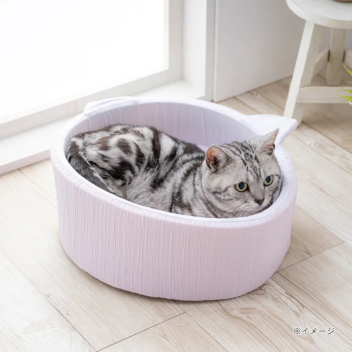 もっとひんやり猫丸型ベッド ジャンボ ペールパープ