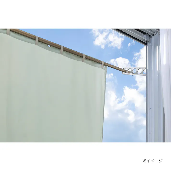 物干竿に通せる風通しのよい目隠しカーテン 日除け ミントグリーン 横180cm 縦160cm