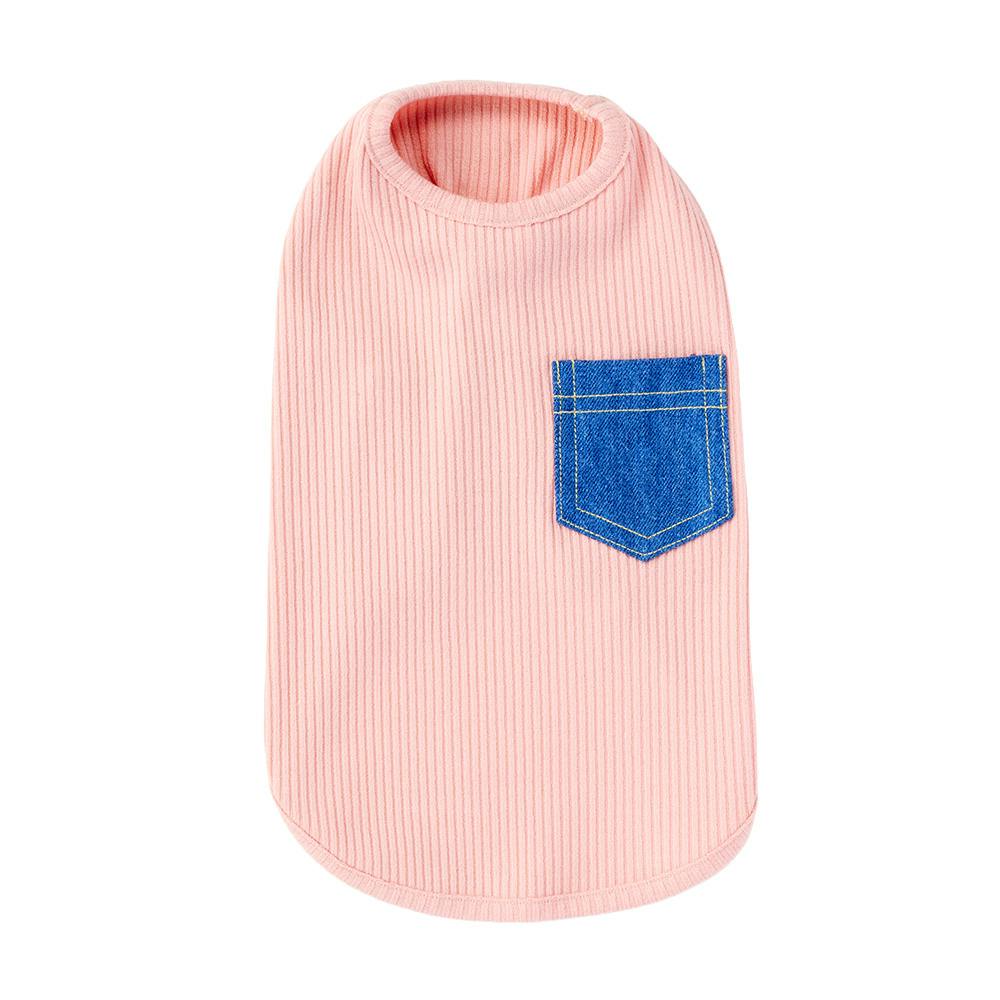 【送料無料】ポケット付きリブタンクトップ MDサイズ ピンク ペット服(犬の服)