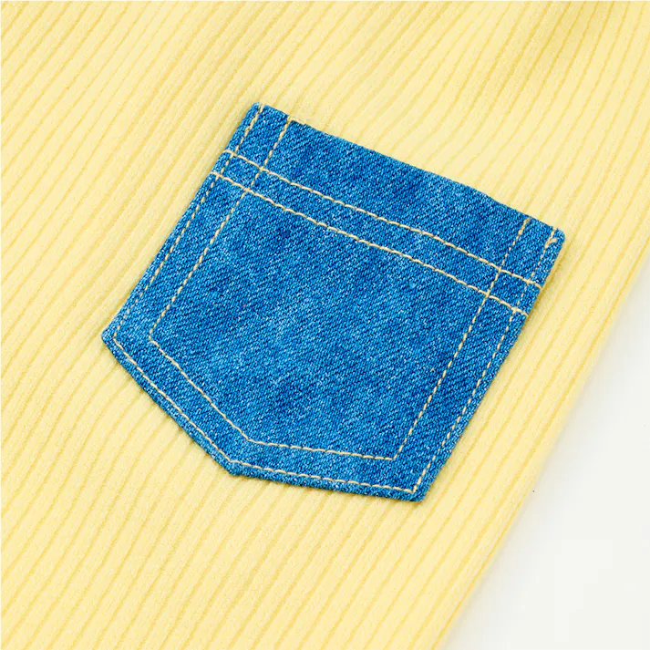 【送料無料】ポケット付きリブタンクトップ SSサイズ イエロー ペット服(犬の服)