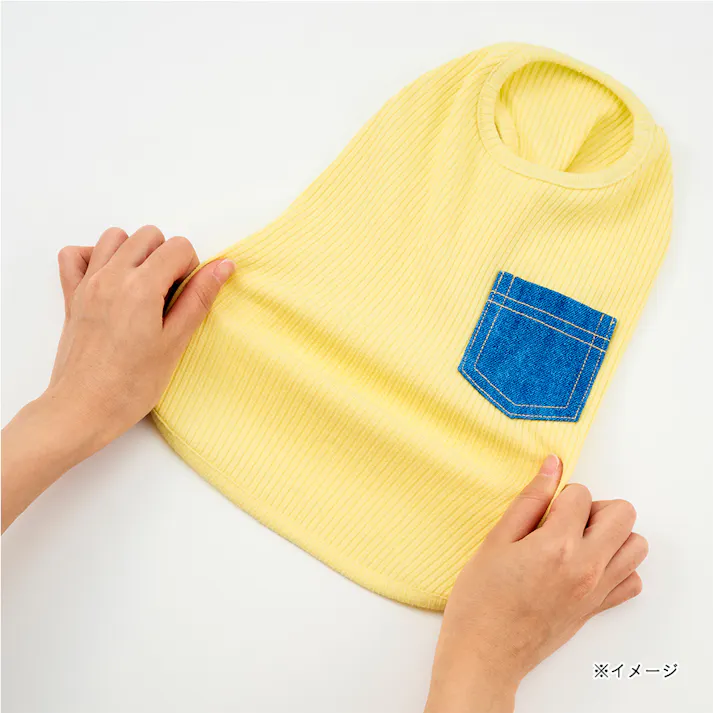 【送料無料】ポケット付きリブタンクトップ SSサイズ イエロー ペット服(犬の服)