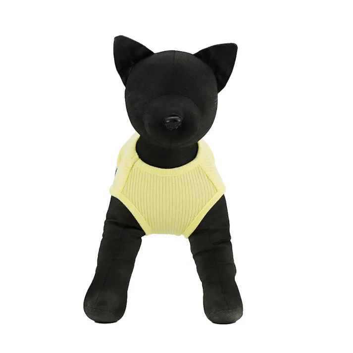 【送料無料】ポケット付きリブタンクトップ SSサイズ イエロー ペット服(犬の服)