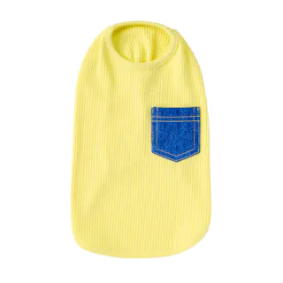 【送料無料】ポケット付きリブタンクトップ 2Lサイズ イエロー ペット服(犬の服)