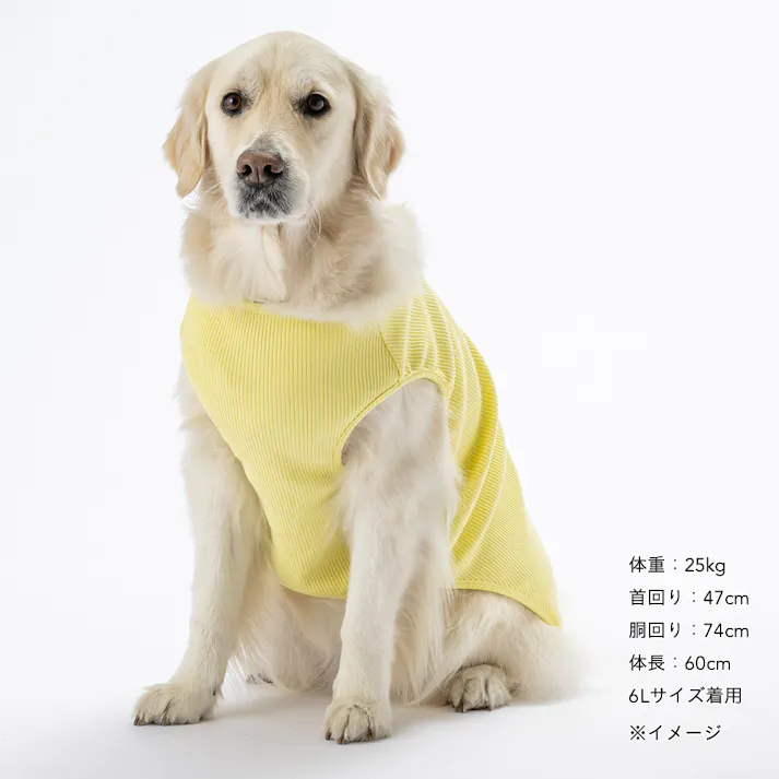 【送料無料】ポケット付きリブタンクトップ 4Lサイズ イエロー ペット服(犬の服)