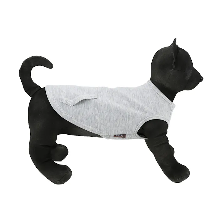 【送料無料】ポケット付きタンクトップ Lサイズ グレー ペット服(犬の服)