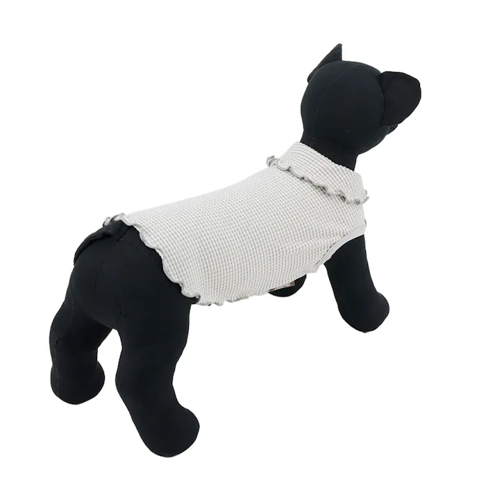 【送料無料】襟付きボーダータンクトップ SDサイズ グレー ペット服(犬の服)