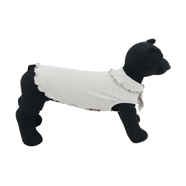 【送料無料】襟付きボーダータンクトップ SDサイズ グレー ペット服(犬の服)