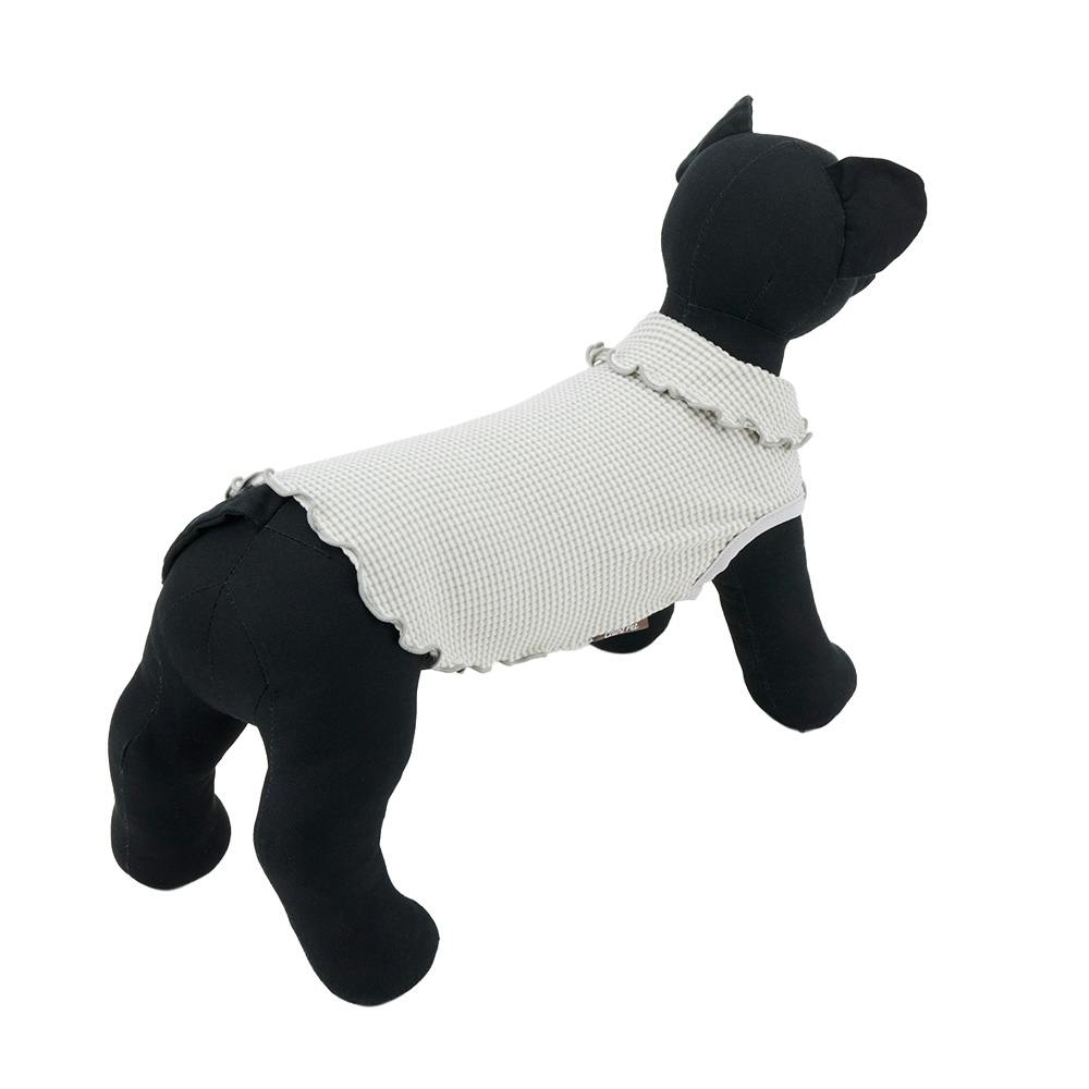 送料無料】襟付きボーダータンクトップ Sサイズ グレー ペット服(犬の