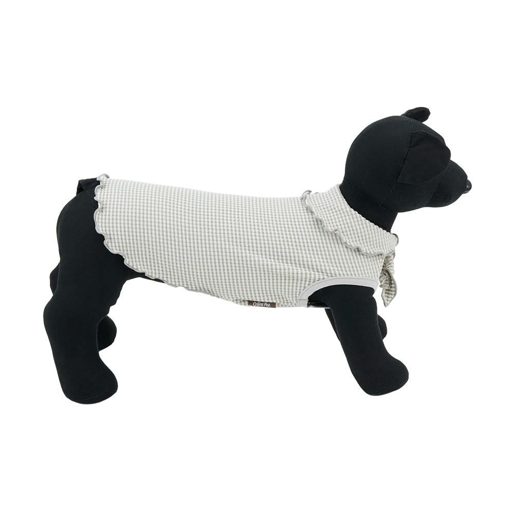 送料無料】襟付きボーダータンクトップ Lサイズ グレー ペット服(犬の