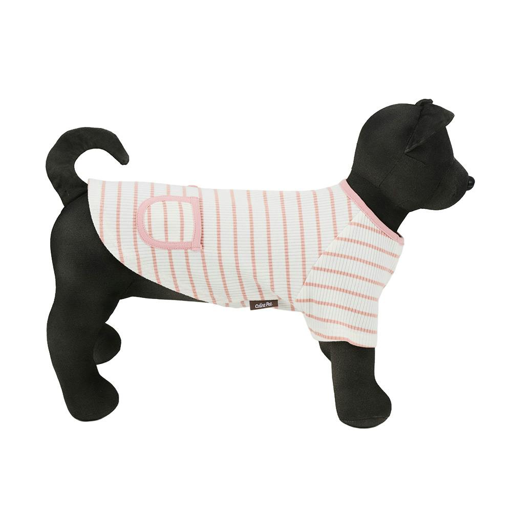 送料無料】ボーダーリブカットソー SSサイズ ピンク ペット服(犬の服