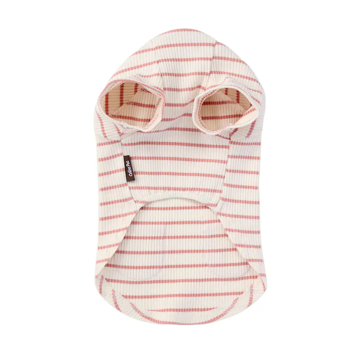 【送料無料】ボーダーリブカットソー SDサイズ ピンク ペット服(犬の服)