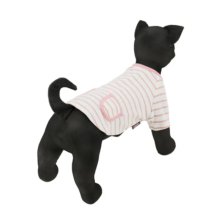 【送料無料】ボーダーリブカットソー SDサイズ ピンク ペット服(犬の服)