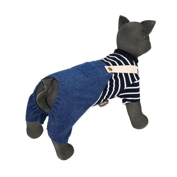 【送料無料】ドッキングオーバーオール ネイビー SSサイズ ペット服(犬の服)