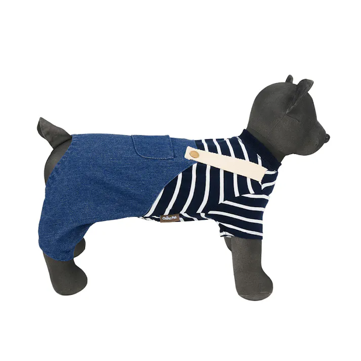 【送料無料】ドッキングオーバーオール ネイビー SSサイズ ペット服(犬の服)