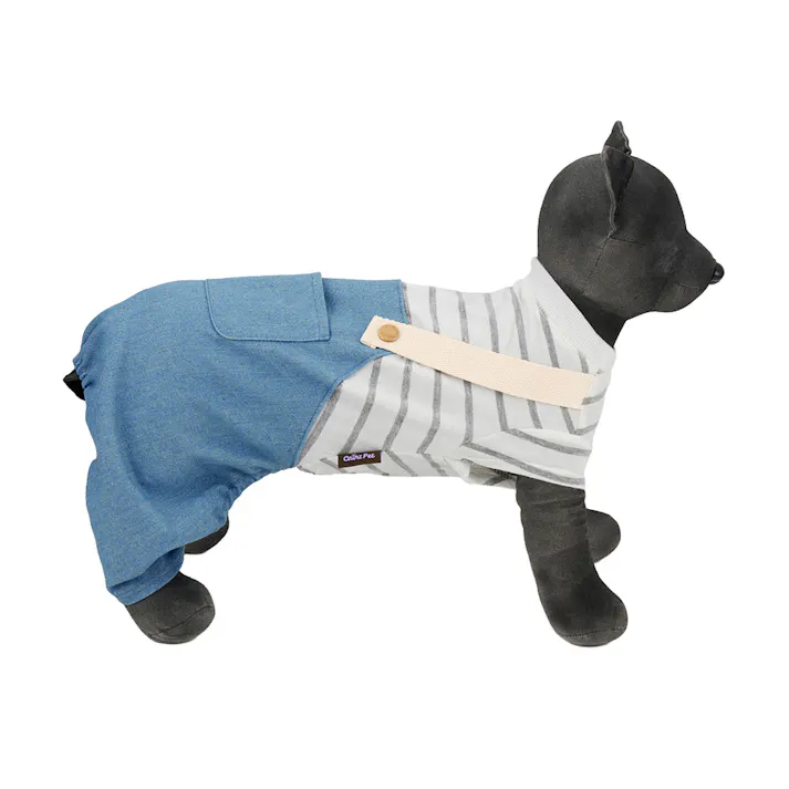 【送料無料】ドッキングオーバーオール ブルー Sサイズ ペット服(犬の服)