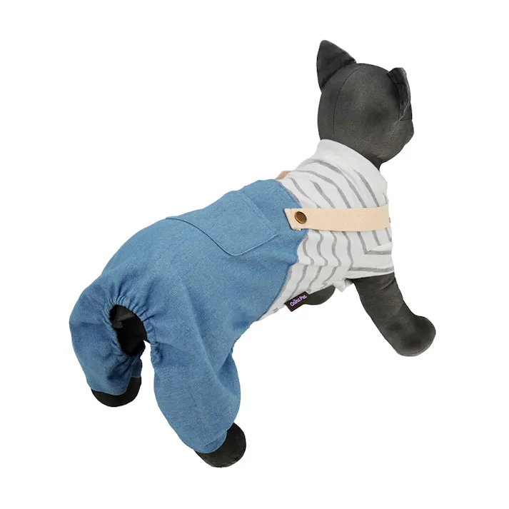 【送料無料】ドッキングオーバーオール ブルー Mサイズ ペット服(犬の服)