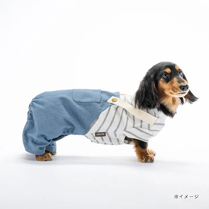 【送料無料】ドッキングオーバーオール ブルー Mサイズ ペット服(犬の服)