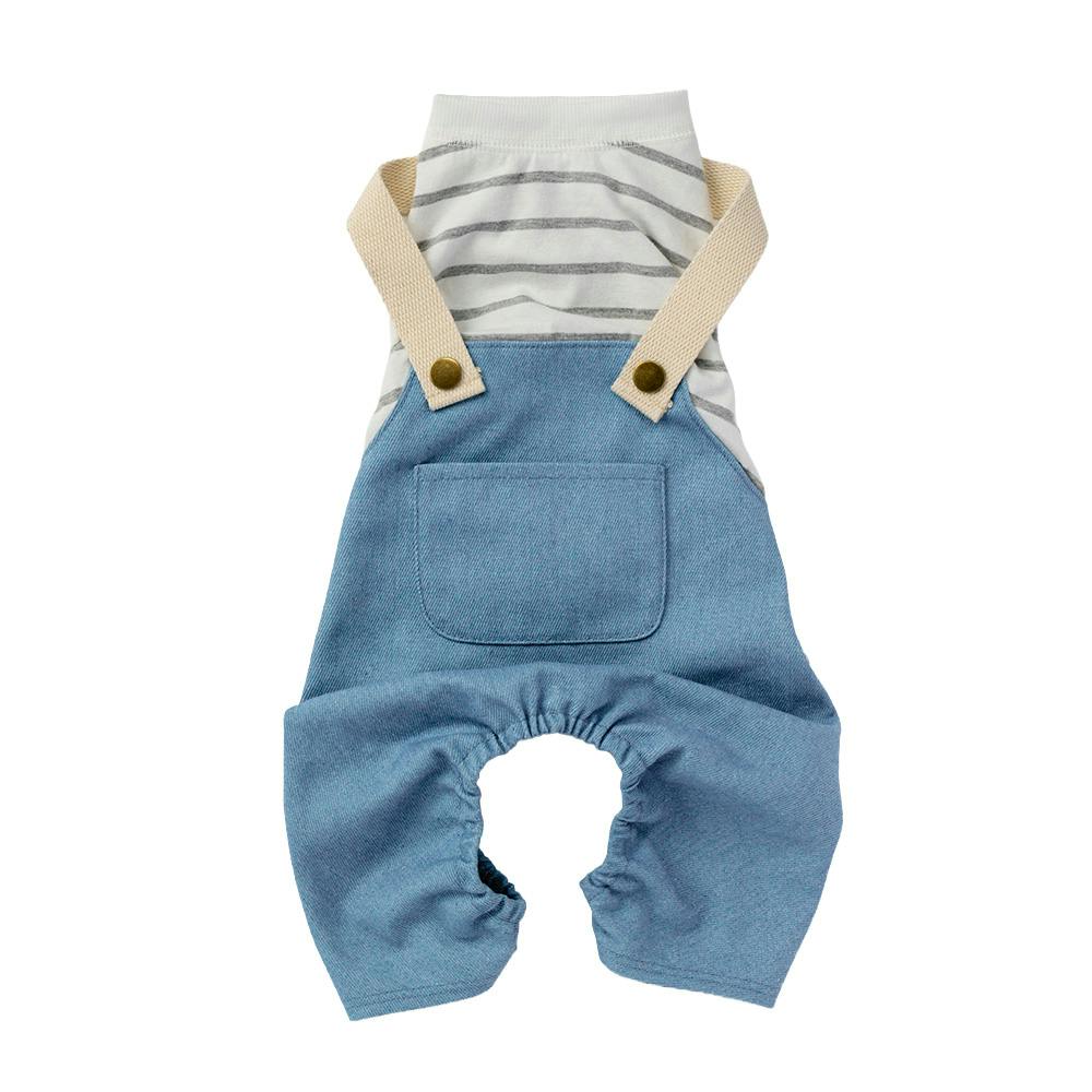 【送料無料】ドッキングオーバーオール ブルー Lサイズ ペット服(犬の服)