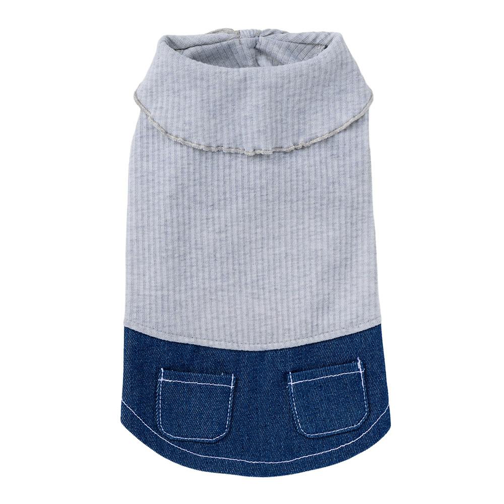 【送料無料】ドッキングカットソー グレー MDサイズ ペット服(犬の服)