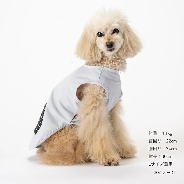 【送料無料】もっとひんやりパイルポケットタンクトップ グレー Lサイズ ペット服(犬の服)