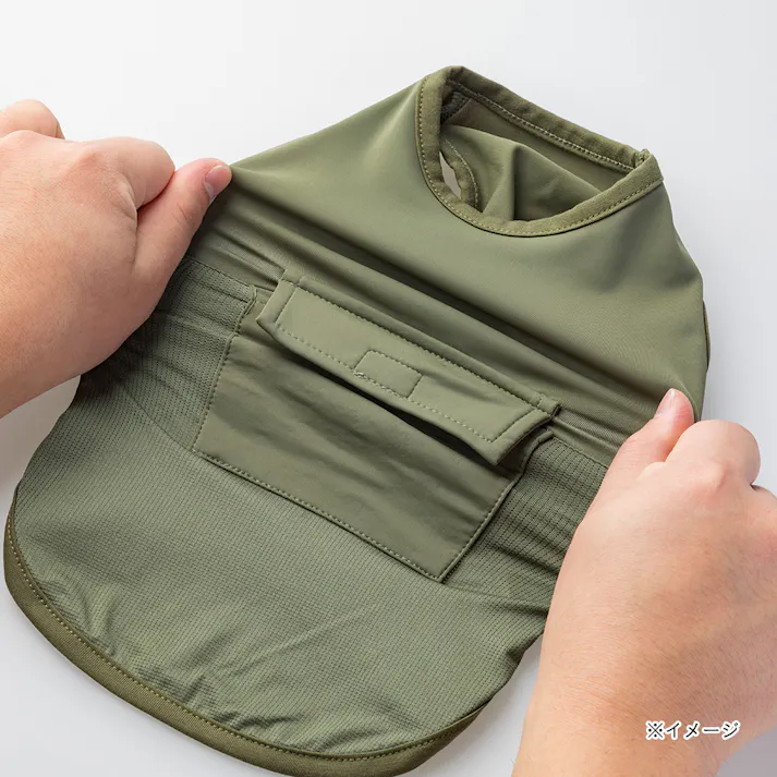 【送料無料】もっとひんやり切替タンクトップ カーキ Mサイズ ペット服(犬の服)