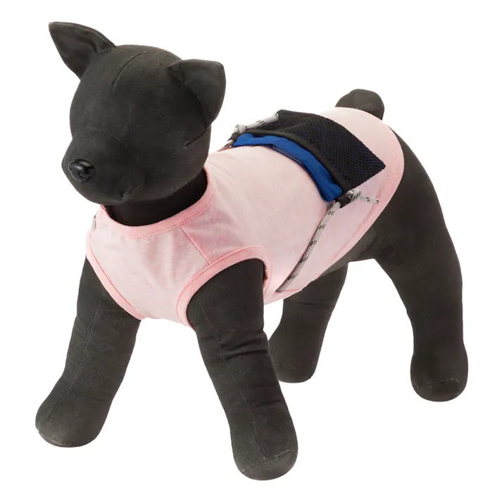 【送料無料】ひんやりバッグ付きタンクトップ ピンク Lサイズ ペット服(犬の服)